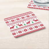 Reindeer Snowflakes Fair Isle Design Paper Onderze Kartonnen Onderzetters (Schuin)