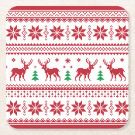 Reindeer Snowflakes Fair Isle Design Paper Onderze Kartonnen Onderzetters