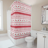 Reindeer & Snowflakes Fair Isle Shower Curtain Douchegordijn (In situ)