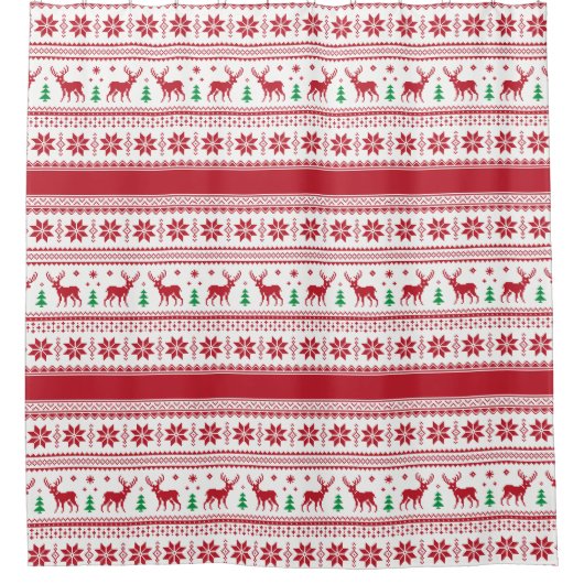 Reindeer & Snowflakes Fair Isle Shower Curtain Douchegordijn (Voorkant)