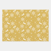 Reindeer Snowflakes kerstbomen Gold Pattern Inpakpapier Vel (Voorkant 2)