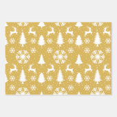 Reindeer Snowflakes kerstbomen Gold Pattern Inpakpapier Vel (Voorkant)