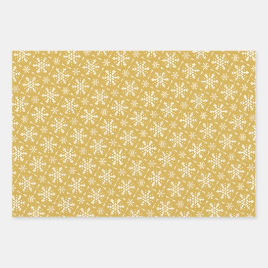 Reindeer Snowflakes kerstbomen Gold Pattern Inpakpapier Vel (Voorkant 3)