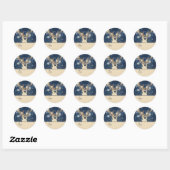 Reindeer & Snowflakes Personalized To and From Ronde Sticker (Vel)