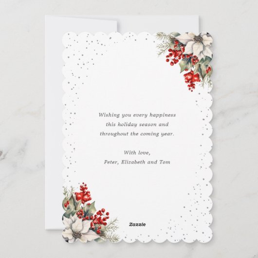 Reindeer Snowy Forest Black New Year Card Feestdagenkaart (Achterkant)