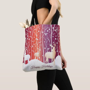 Reindeer Snowy Holiday Canvas tas