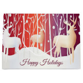 Reindeer Snowy Holiday Gift Bag Groot Cadeauzakje (Voorkant)