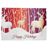 Reindeer Snowy Holiday Gift Bag Groot Cadeauzakje (Achterkant)