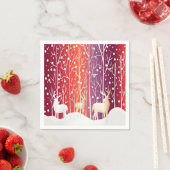 Reindeer Snowy Holiday Paper Napkin Servet (Insitu)