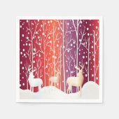 Reindeer Snowy Holiday Paper Napkin Servet (Voorkant)