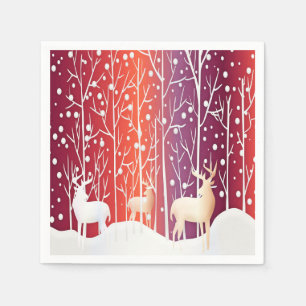 Reindeer Snowy Holiday Paper Napkin Servet