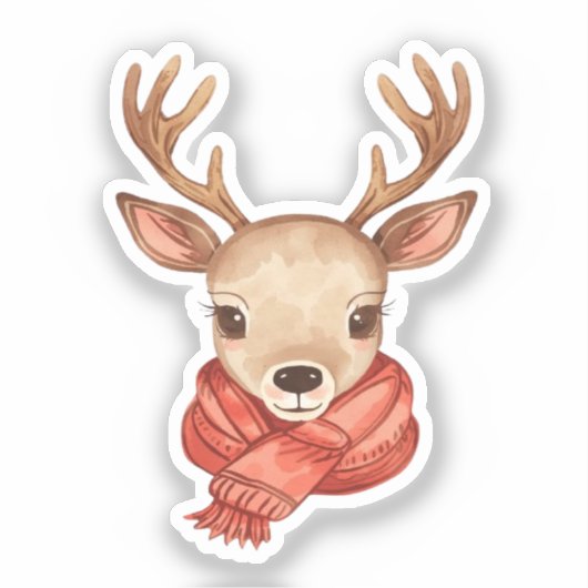 Reindeer Sticker | Cute Christmas Deer (Voorkant)