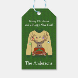 Reindeer Tangled Licht lelijke kerstkeuken Cadeaulabel
