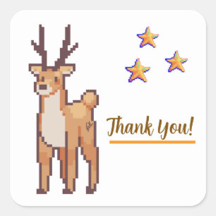 Reindeer, thank You Pixelart, Pixel Art  Vierkante Sticker