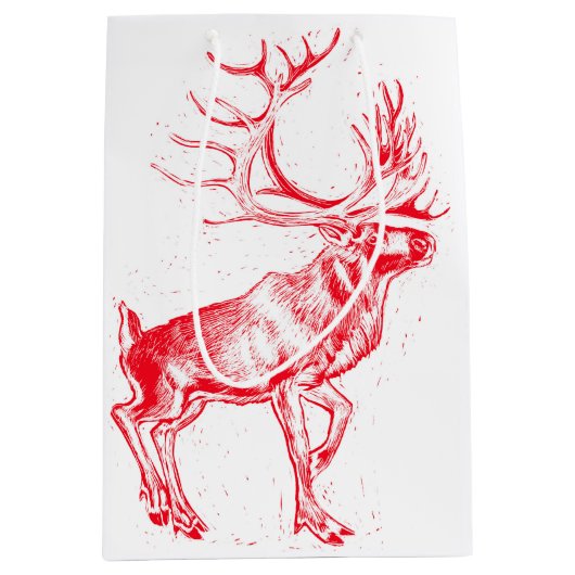 Reindeer Toile de Jouy Gift Bag Medium Cadeauzakje (Voorkant)