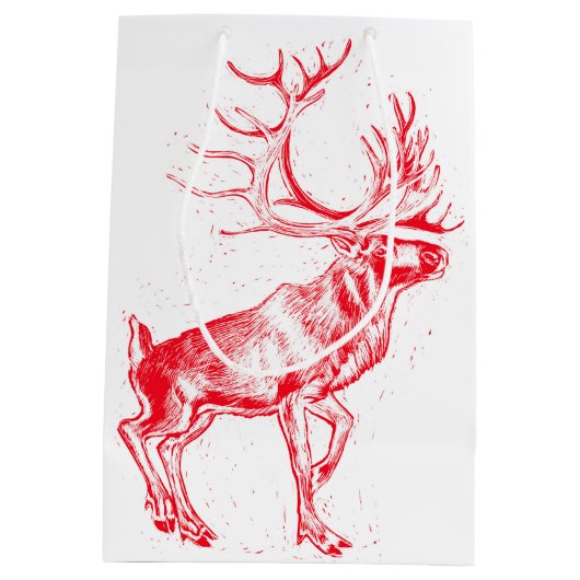 Reindeer Toile de Jouy Gift Bag Medium Cadeauzakje (Achterkant)