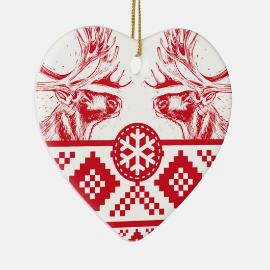 Reindeer Toile de Jouy Heart Keramisch Ornament (Rechts)