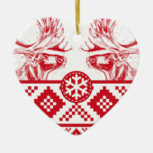 Reindeer Toile de Jouy Heart Keramisch Ornament (Voorkant)