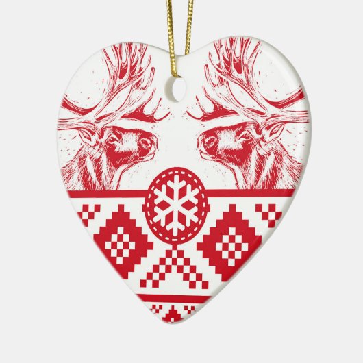 Reindeer Toile de Jouy Heart Keramisch Ornament (Links)