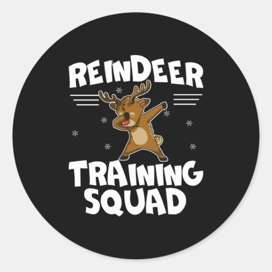 Reindeer Training Squad Deer Team Xmas Running New Ronde Sticker (Voorkant)