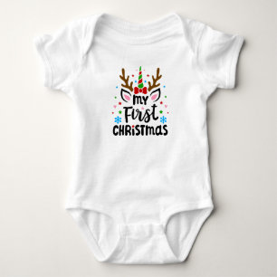 Reindeer Unicorn voor mijn eerste kerstfeest Romper