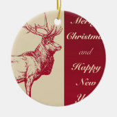 Reindeer Vintage Illustration Keramisch Ornament (Voorkant)