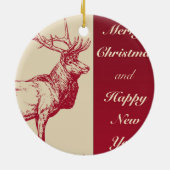 Reindeer Vintage Illustration Keramisch Ornament (Achterkant)