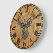 Reindeer Wall Clock - Wooden Style Design  Grote Klok (Hoek)