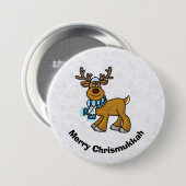 Reindeer Wearing Yarmulke Chrismukkah Button (Voorkant /achterkant)