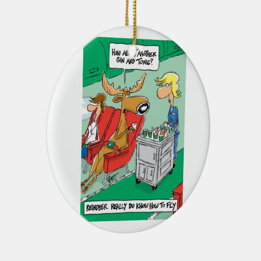 Reindeer weet hoe te vliegen. keramisch ornament (Rechts)