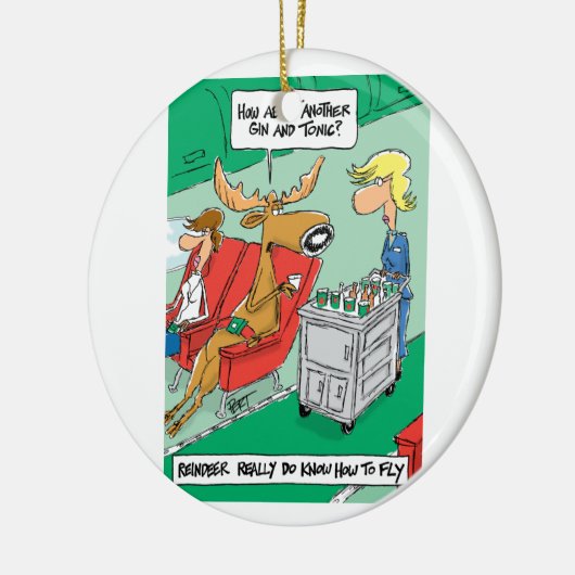Reindeer weet hoe te vliegen. keramisch ornament (Links)