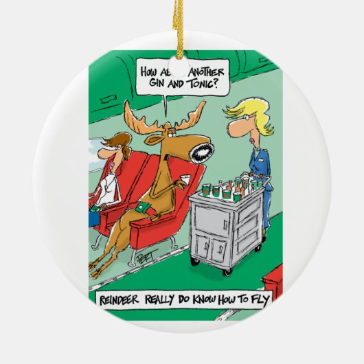 Reindeer weet hoe te vliegen. keramisch ornament (Achterkant)