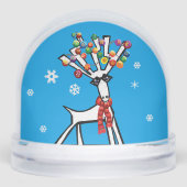 Reindeer with Christmas lights in the snow Sneeuwbol (Voorkant)