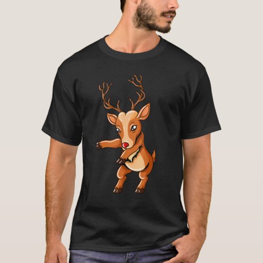 Reindeer with Christmashat Floss Dance on Christma T-shirt (Voorkant)