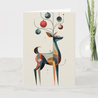 Reindeer with ornaments on antlers kaart