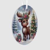 Reindeer with Poinsettia Antlers Ornament (voorkant)