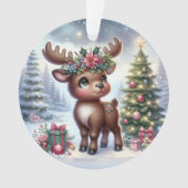 Reindeer with Poinsettia Antlers Ornament (voorkant)