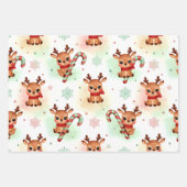 Reindeer Wrapping Paper Flat Sheet Set of 3 (Voorkant)