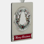Reindeer Wreath – Elegant Christmas Ornament Verzilverd Banner Ornament (Rechts)