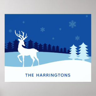 Reindeerillustratie, aangepaste naam poster