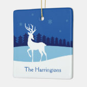 Reindeerillustratie, aangepaste naamversiering keramisch ornament (Links)
