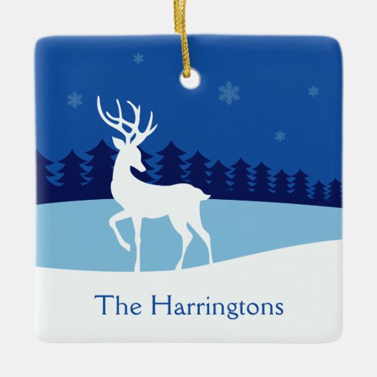 Reindeerillustratie, aangepaste naamversiering keramisch ornament (Voorkant)