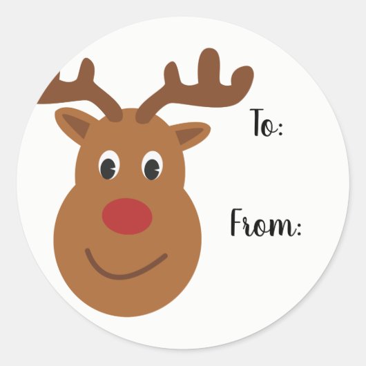 Reindeerkerstcadeaulabels Ronde Sticker (Voorkant)