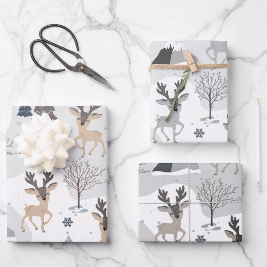 Reindeerkerstverlooppapierset (3) - #1 inpakpapier vel (Voorkant)