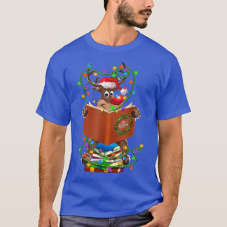 Reindeerleesboeken met kerstlampjes t-shirt
