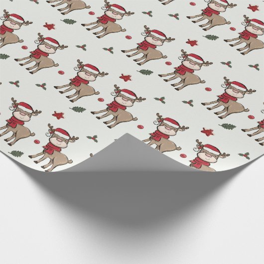 Reindeerpapier en roodbruin omslagpapier cadeaupapier (Hoek)