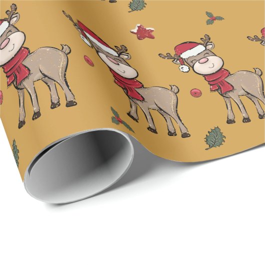 Reindeerpapier en roodbruinkarton cadeaupapier (Rol Hoek)
