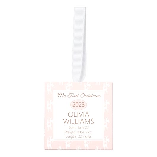 Reindeerpatroonfoto Mijn eerste kerstfeest 3 foto Decoratie (Voorkant)