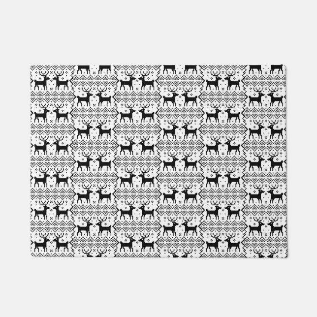 Reindeerpatroonwinter Theme Holiday Kerstmis Deurmat (Voorkant)