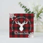 Reindeerrode en zwarte Buffalo met kerstmis Feestdagenkaart (Staand voorkant)